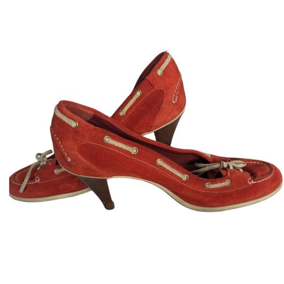 Bally High Heels Balmoral Red Suede with Rawhide Trim. Size 40/10 Made in Italy - Picture 9 of 12